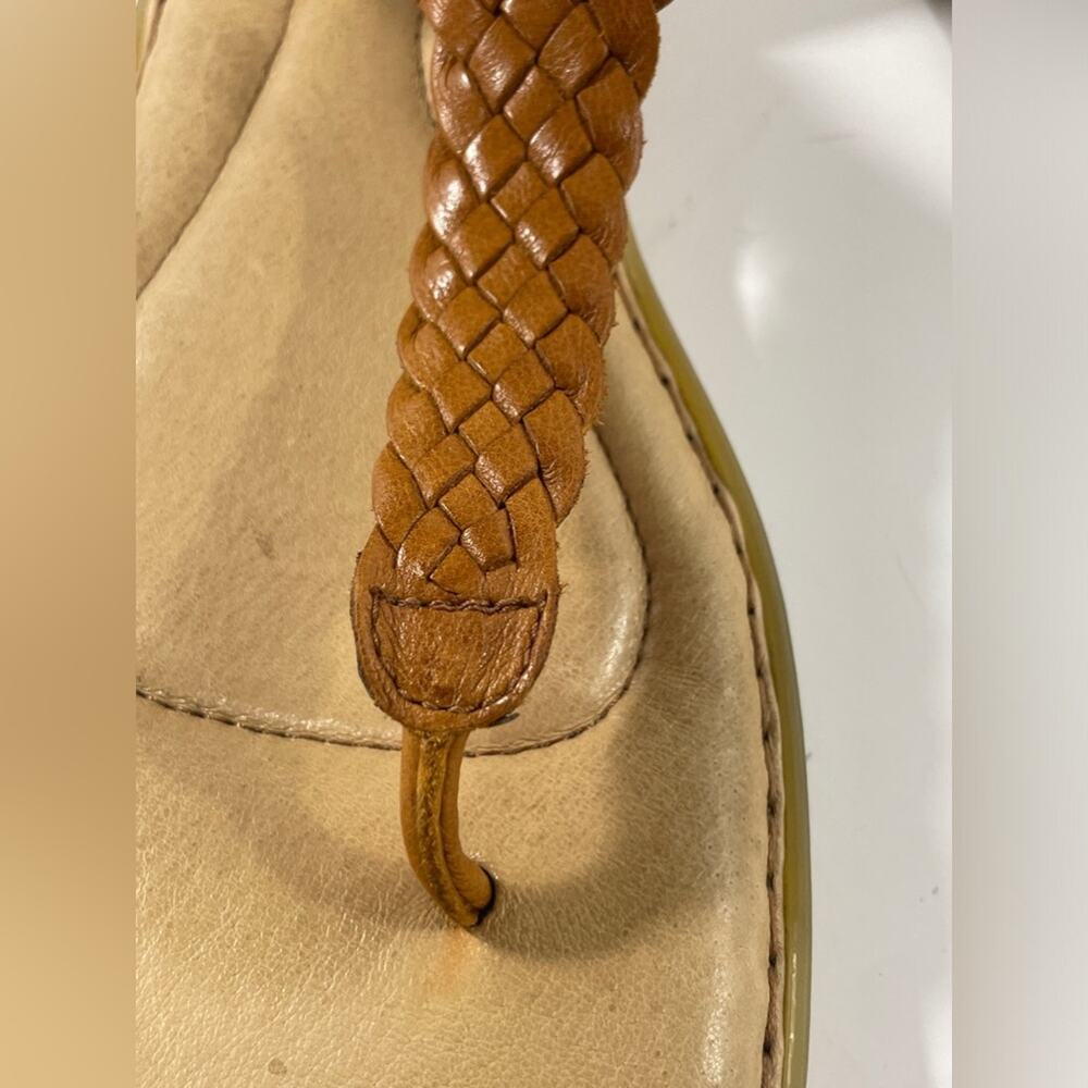 BORN Leather Brown Sandals Shoes Braided Strap Women’s Shoes Size 10 - Picture 2 of 8